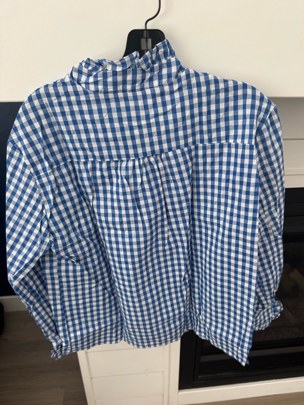 Rosa Clothing Gingham Check Plaid Ruffled Detail Shirt Blouse New - Picture 5 of 7